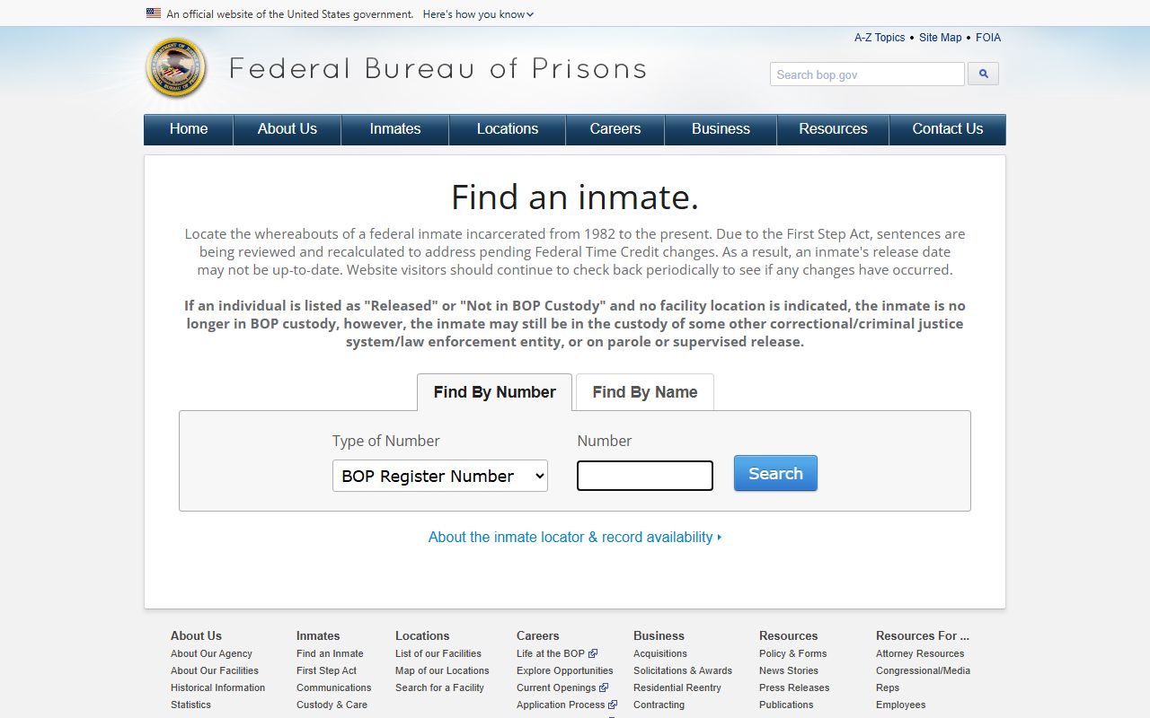 Federal Bureau of Prisons inmate locator used for federal inmate population searches near Ogle County